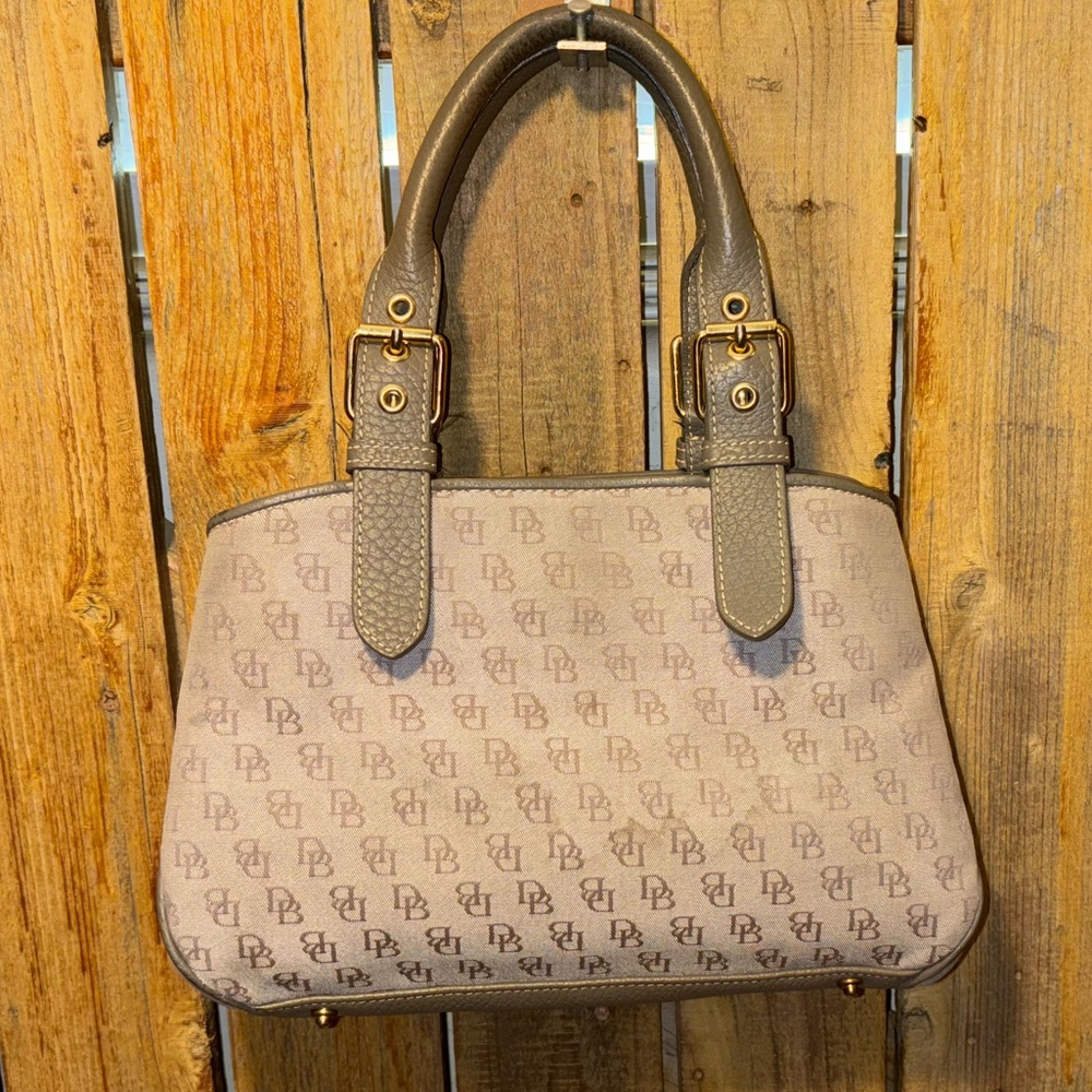 Dooney & Bourke  Gray Canvas with Leather Trim Satchel
